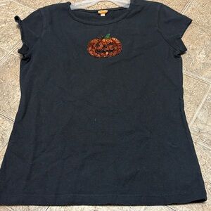 Black Pumpkin Embroidered kids Top